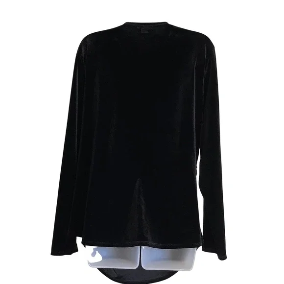 Sundance Womens XXL Black Velvet Wrap Front V-Neck Long Sleeve Blouse Top - Picture 3 of 9
